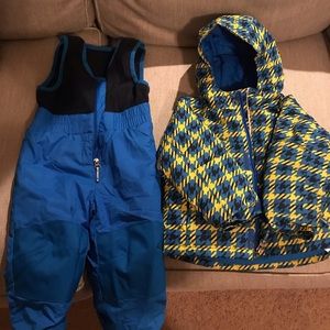 Like new boys snow jacket and bibs.